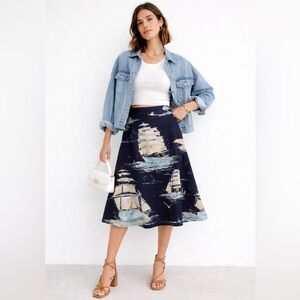 Leifnotes Anthropologie Sail Away Nautical Skirt.
